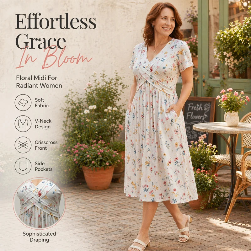 StyleBloom – Floral V-Neck Twist-Waist Dress