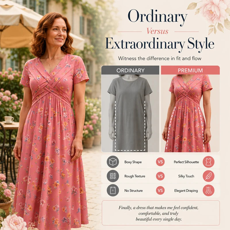 StyleBloom – Floral V-Neck Twist-Waist Dress