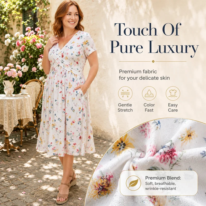StyleBloom – Floral V-Neck Twist-Waist Dress