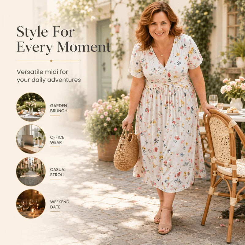 StyleBloom – Floral V-Neck Twist-Waist Dress