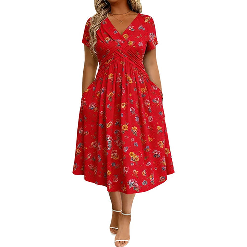StyleBloom – Floral V-Neck Twist-Waist Dress