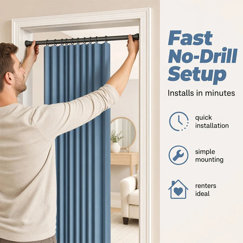 FoldEase – No-Drill Magnetic Accordion Door Curtain