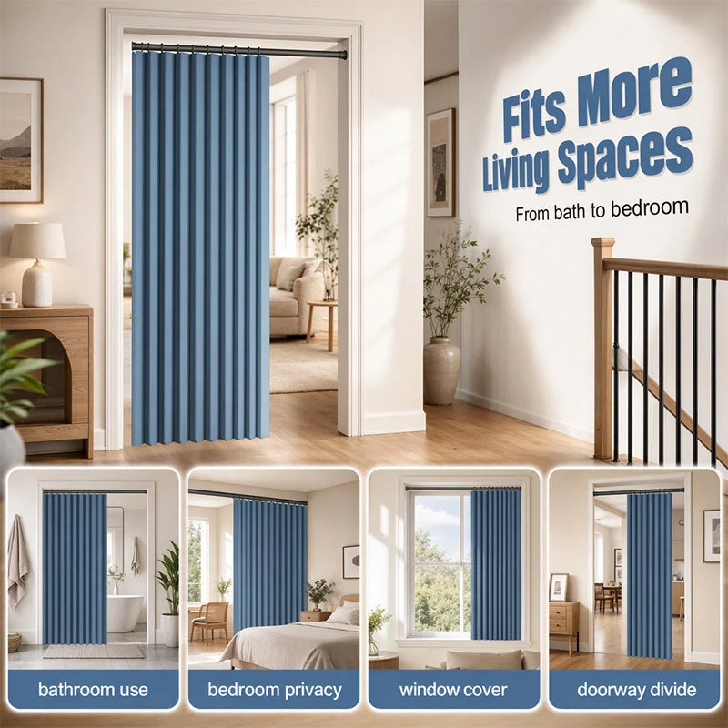 FoldEase – No-Drill Magnetic Accordion Door Curtain