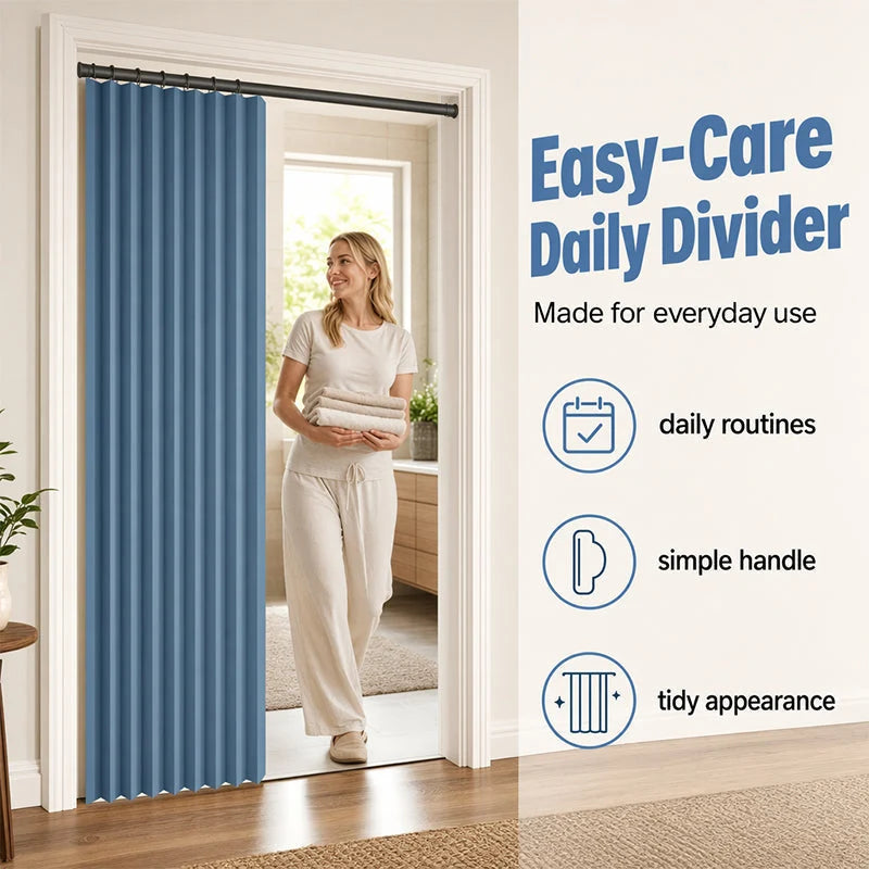 FoldEase – No-Drill Magnetic Accordion Door Curtain