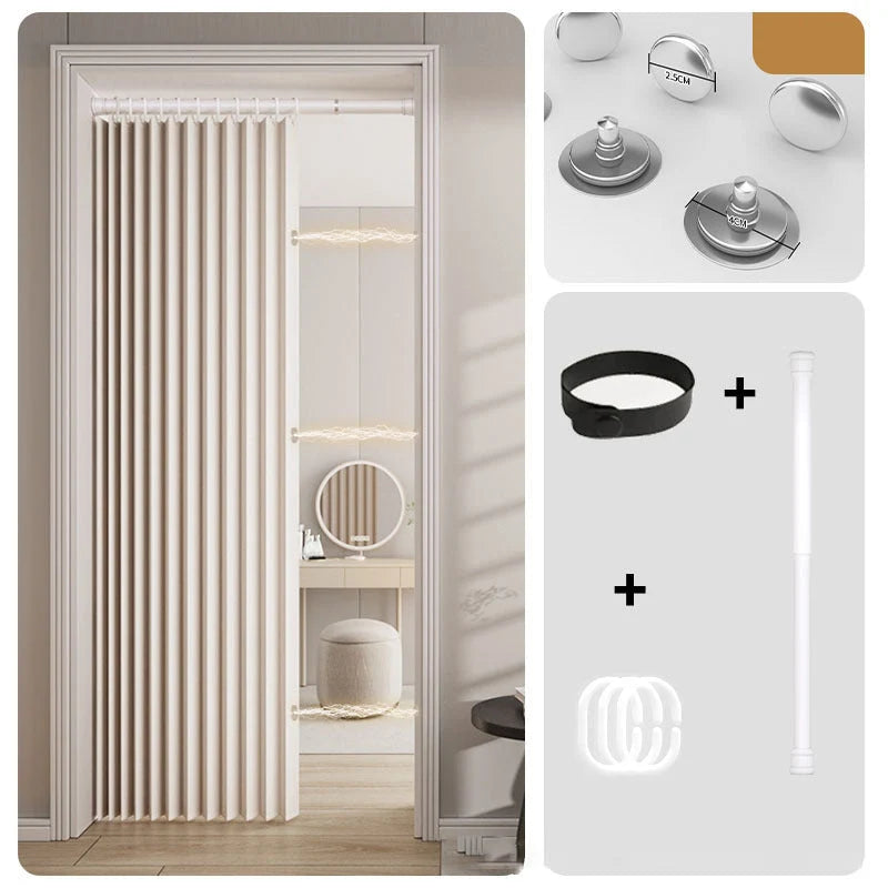 FoldEase – No-Drill Magnetic Accordion Door Curtain