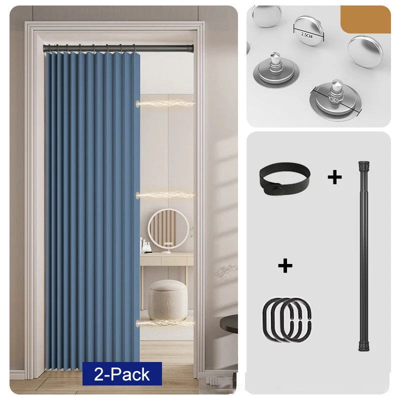 FoldEase – No-Drill Magnetic Accordion Door Curtain