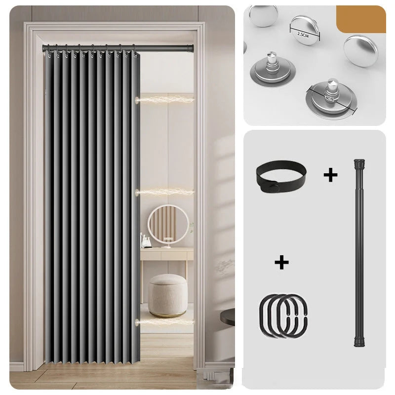 FoldEase – No-Drill Magnetic Accordion Door Curtain