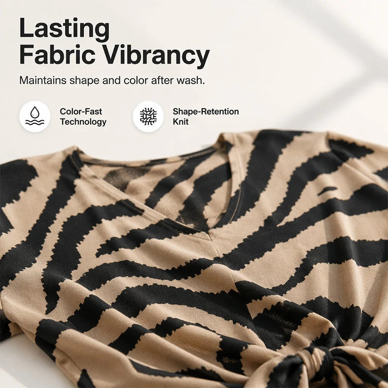 ZebraMuse – Waist-Tie V-Neck Tee