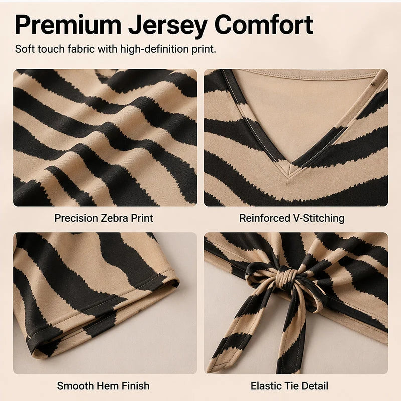ZebraMuse – Waist-Tie V-Neck Tee