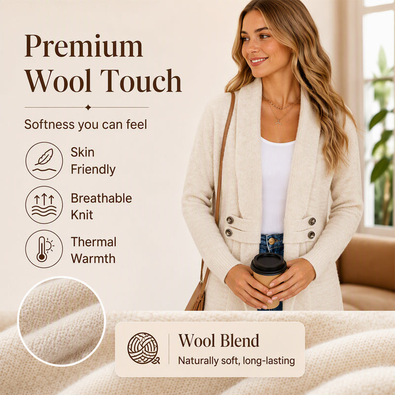 KnitBloom – Women’s Double-Breasted Cozy Cardigan