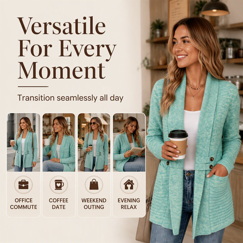 KnitBloom – Women’s Double-Breasted Cozy Cardigan