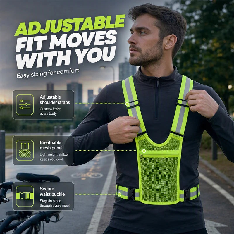 SafeGlow – Adjustable High-Visibility Reflective Safety Vest