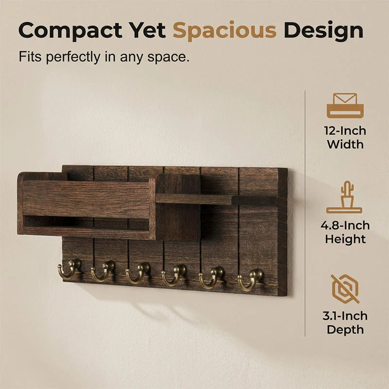 HomeNest – Wooden Entryway Mail & Key Holder