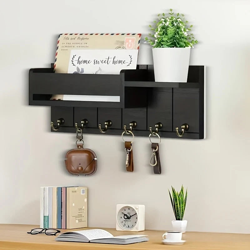 HomeNest – Wooden Entryway Mail & Key Holder