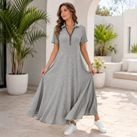 MiraVogue – Women's Casual Long Zipper Dress