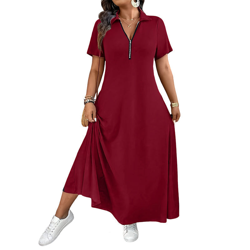 MiraVogue – Women's Casual Long Zipper Dress