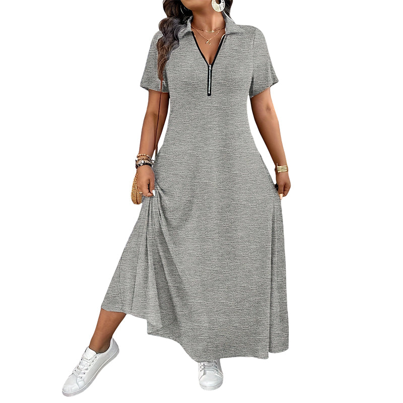 MiraVogue – Women's Casual Long Zipper Dress