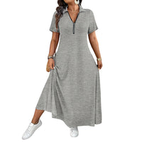 MiraVogue – Women's Casual Long Zipper Dress