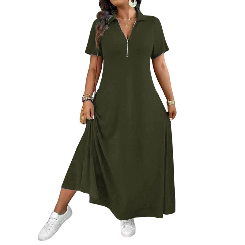 MiraVogue – Women's Casual Long Zipper Dress