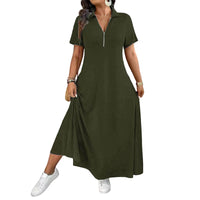 MiraVogue – Women's Casual Long Zipper Dress