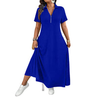 MiraVogue – Women's Casual Long Zipper Dress