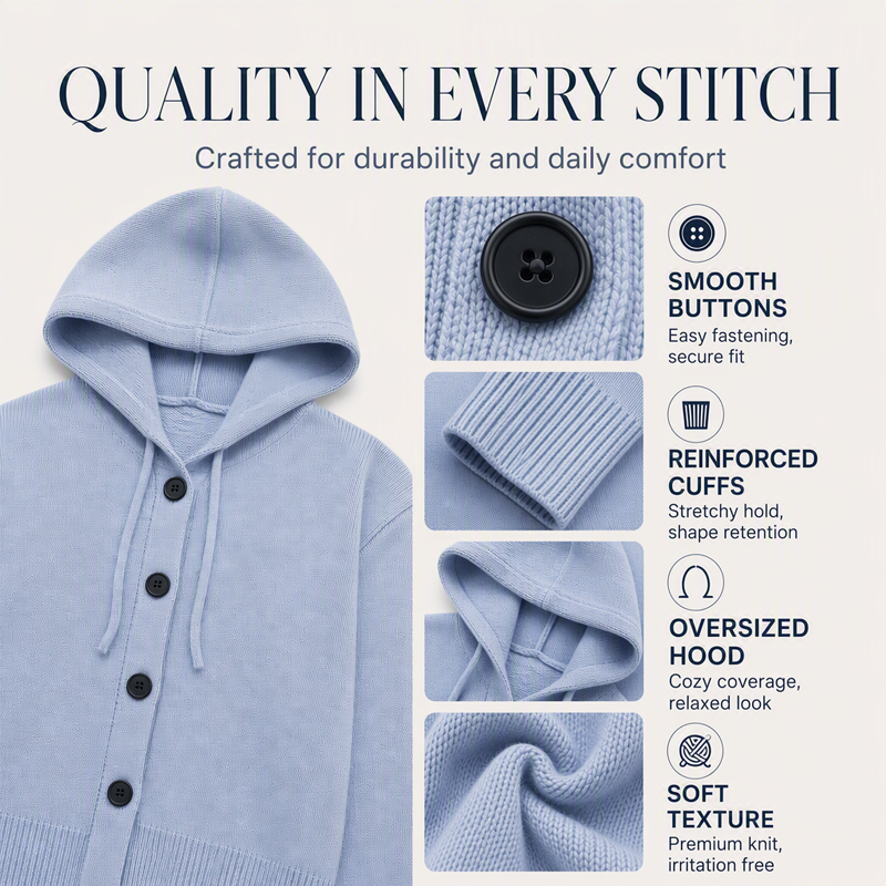KnitCharm – Women’s Relaxed Hooded Cardigan