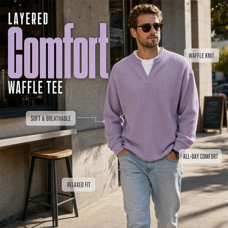 UrbanWaffle – Men’s Textured Mock-Layer Casual Top