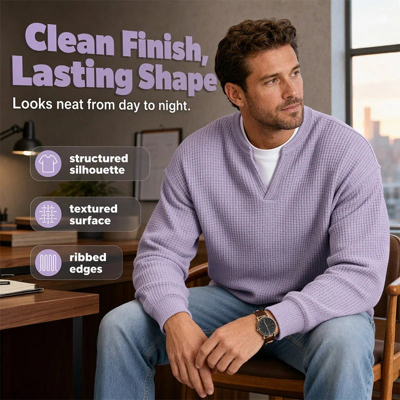 UrbanWaffle – Men’s Textured Mock-Layer Casual Top