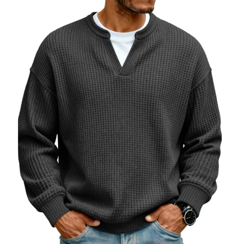 UrbanWaffle – Men’s Textured Mock-Layer Casual Top