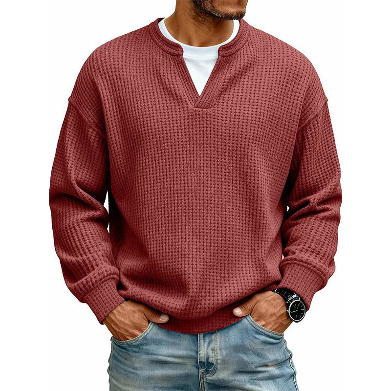 UrbanWaffle – Men’s Textured Mock-Layer Casual Top