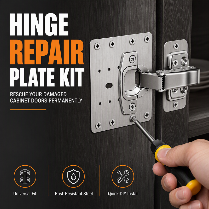 HingeLoom – Stainless Steel Cabinet Hinge Repair Plate