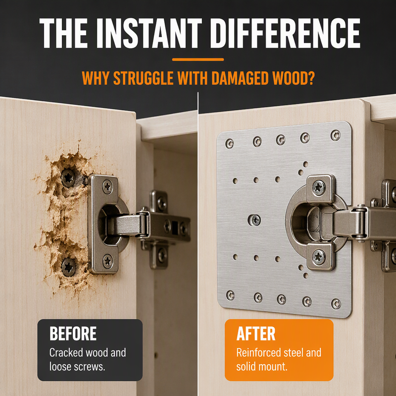 HingeLoom – Stainless Steel Cabinet Hinge Repair Plate