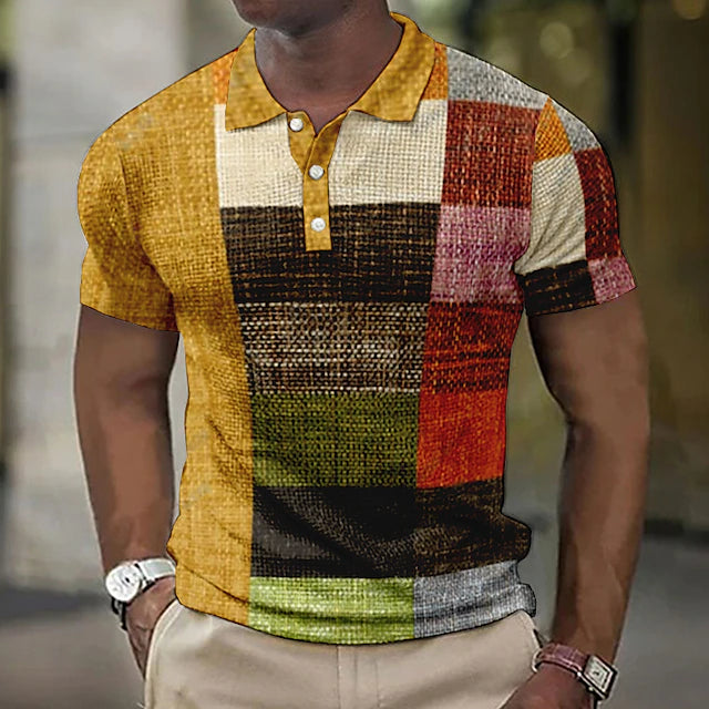 PlaidFlex – Vintage Waffle Polo Shirt