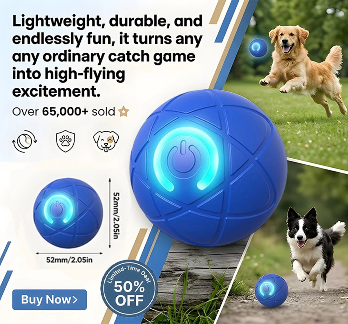OrbitPaw – Interactive Rolling & Bouncing Dog Toy