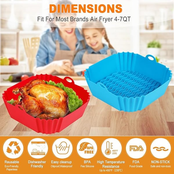 High-Temperature Resistant Air Fryer Silicone Baking Tray - Brown