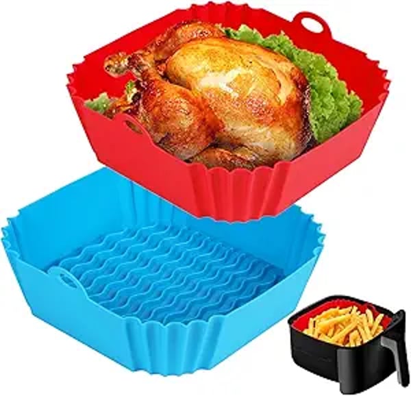 High-Temperature Resistant Air Fryer Silicone Baking Tray - Black