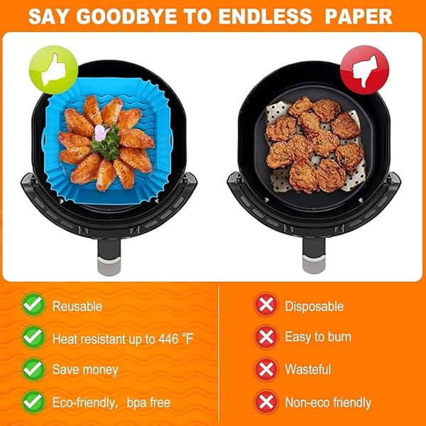 High-Temperature Resistant Air Fryer Silicone Baking Tray - Red