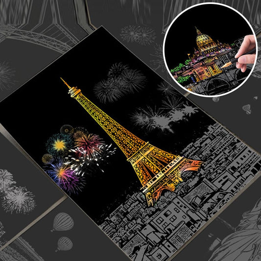 Scratch Art Book For Adults -Colorful City Series