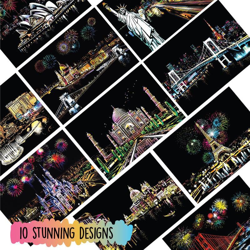 Scratch Art Book For Adults -Colorful City Series