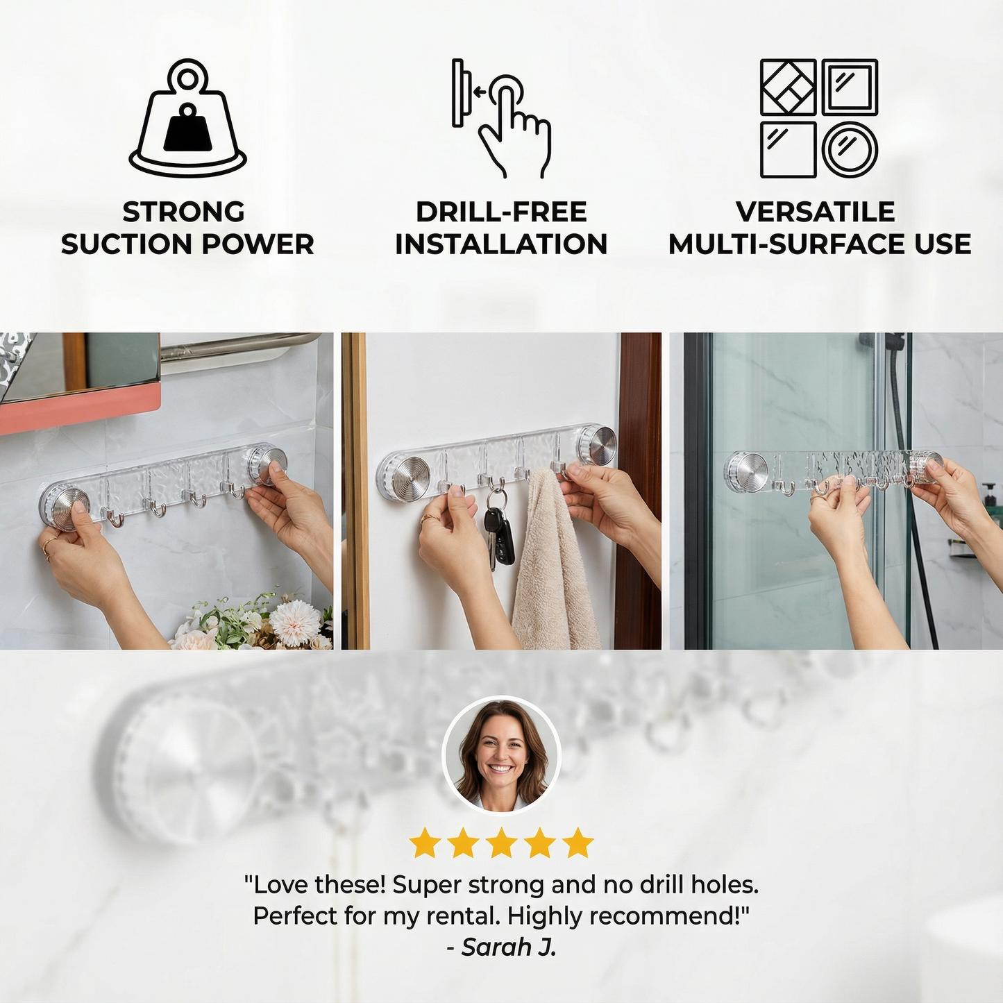 WallSnap Hooks – Reusable Suction Holders