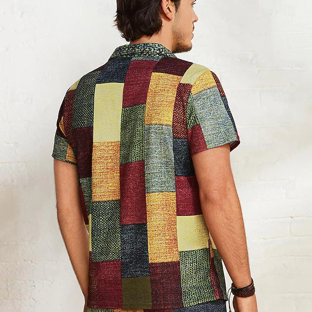 PlaidFlex – Vintage Waffle Polo Shirt