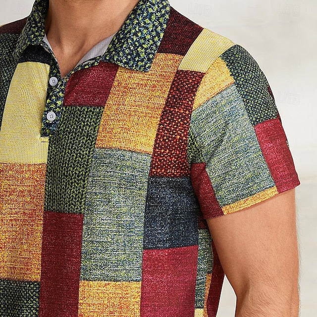 PlaidFlex – Vintage Waffle Polo Shirt